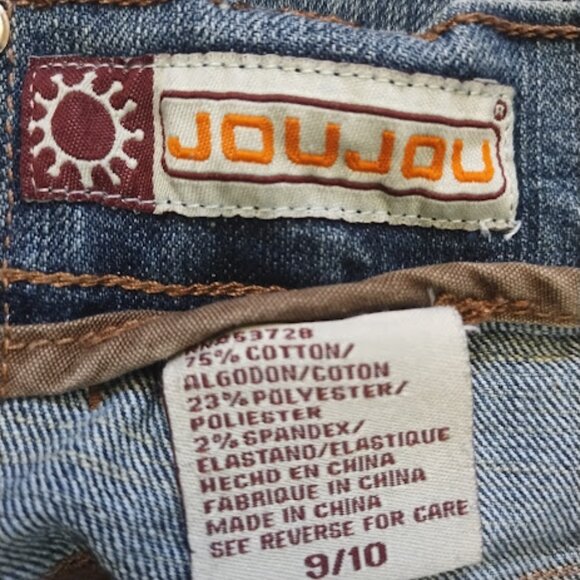 Jou Jou Skirt Women 30W (9/10) Stud Button Embellished Midi Denim Jean Whisker - Picture 15 of 15